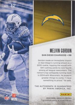 2016 Panini Absolute - Absolutely Ink #12 Melvin Gordon Back