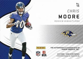 2016 Panini Clear Vision - Rookie Clear Vision Signatures Gold #16 Chris Moore Back