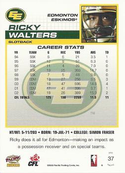 2003 Pacific  CFL - Red #37 Ricky Walters Back