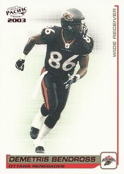 2003 Pacific  CFL - Red #60 Demetris Bendross Front