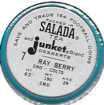 1962 Salada Coins #7 Ray Berry Back