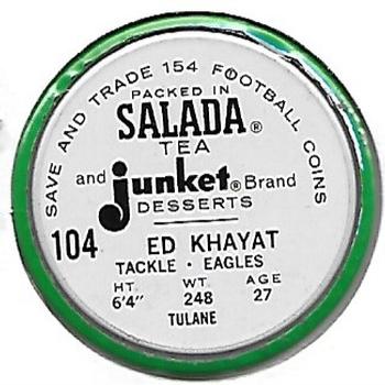 1962 Salada Coins #104 Ed Khayat Back