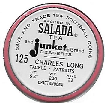1962 Salada Coins #125 Charles Long Back