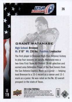 2014 Upper Deck USA Football #26 Grant Watanabe Back