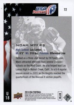 2014 Upper Deck USA Football #72 Noah Myers Back