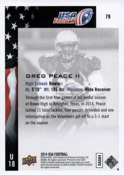 2014 Upper Deck USA Football #79 Greg Peace Back