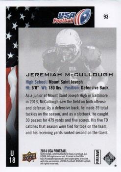2014 Upper Deck USA Football #93 Jeremiah McCullough Back