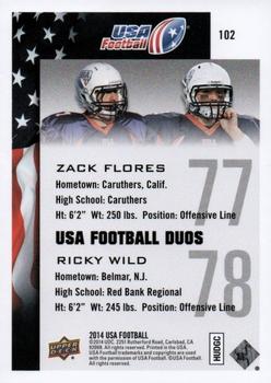 2014 Upper Deck USA Football #102 Zack Flores / Ricky Wild Back