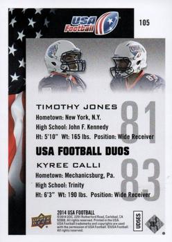 2014 Upper Deck USA Football #105 Timothy Jones / Kyree Calli Back