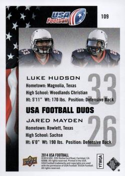 2014 Upper Deck USA Football #109 Luke Hudson / Jared Mayden Back