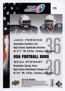 2014 Upper Deck USA Football #125 Jack Fording / Beau Stewart Back