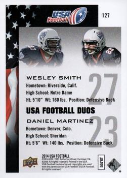2014 Upper Deck USA Football #127 Wesley Smith / Daniel Martinez Back