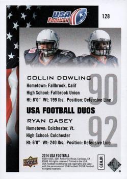 2014 Upper Deck USA Football #128 Collin Dowling / Ryan Casey Back