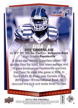 2015 Upper Deck USA Football #21 Dre Greenlaw Back
