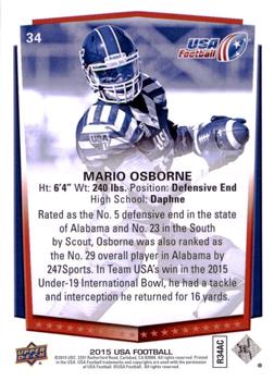 2015 Upper Deck USA Football #34 Mario Osborne Back