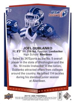 2015 Upper Deck USA Football #57 Joel Dublanko Back