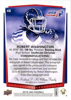 2015 Upper Deck USA Football - Autograph #48 Robert Washington Back