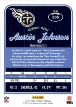 2016 Donruss - Press Proofs Black #305 Austin Johnson Back