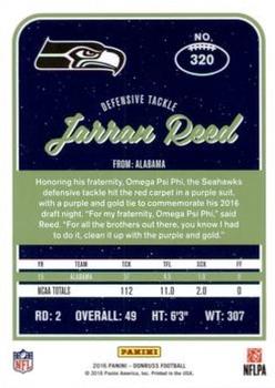 2016 Donruss - Press Proofs Black #320 Jarran Reed Back