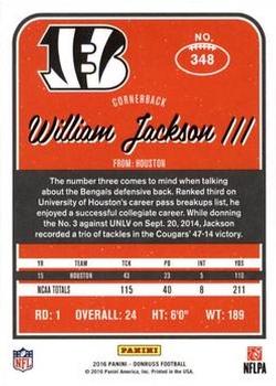 2016 Donruss - Press Proofs Black #348 William Jackson III Back