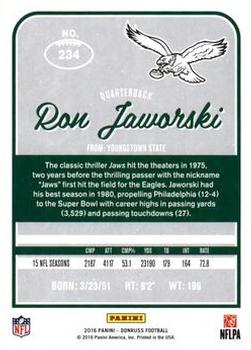 2016 Donruss - Stat Line Season #234 Ron Jaworski Back