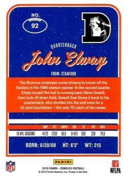 2016 Donruss - Stat Line Years #92 John Elway Back