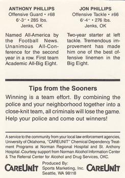 1987 Oklahoma Sooners Police #NNO Jon Phillips / Anthony Phillips Back