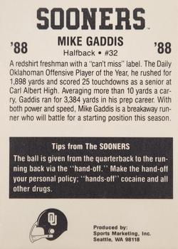 1988 Oklahoma Sooners Police #NNO Mike Gaddis Back
