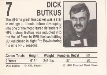 1990 Allan Kaye's Football Card News #7 Dick Butkus Back