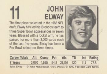 1990 Allan Kaye's Football Card News #11 John Elway Back