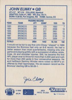 1989 Kenner Starting Lineup Cards One on One Special Edition  #4119037000 John Elway Back