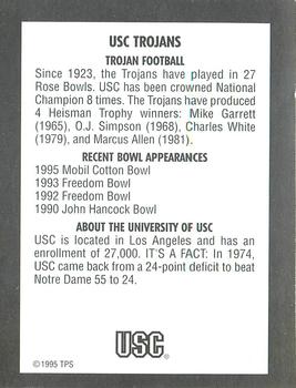 1995 Tony's Pizza College Mascots #NNO USC Trojans Back
