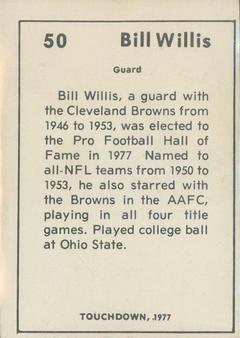1977 Touchdown Club #50 Bill Willis Back