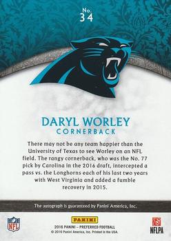 2016 Panini Crown Royale - Rookie Autographs #34 Daryl Worley Back