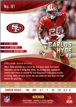 2016 Panini Rookies & Stars #91 Carlos Hyde Back