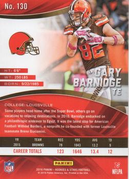 2016 Panini Rookies & Stars #130 Gary Barnidge Back