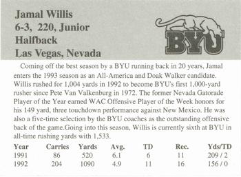 1993 BYU Cougars #NNO Jamal Willis Back