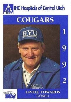 1992 BYU Cougars Safety #NNO LaVell Edwards Front