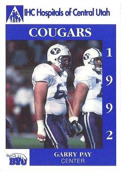 1992 BYU Cougars Safety #NNO Garry Pay Front