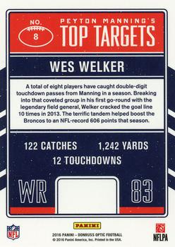 2016 Donruss Optic - Peyton Manning Top Targets #8 Wes Welker Back