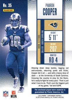 2016 Panini Contenders - Rookie Ticket Swatches Vertical #35 Pharoh Cooper Back