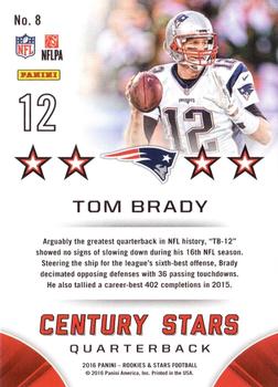 2016 Panini Rookies & Stars - Century Stars #8 Tom Brady Back