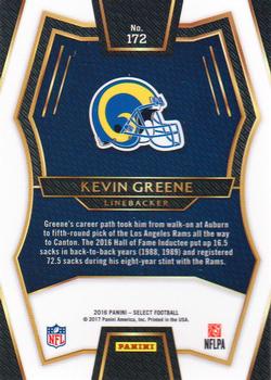 2016 Panini Select #172 Kevin Greene Back