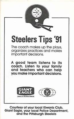 1991 Pittsburgh Steelers Kiwanis Giant Eagle Police #NNO Chuck Noll Back