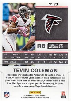 2017 Score #73 Tevin Coleman Back