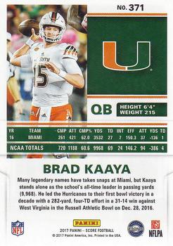 2017 Score #371 Brad Kaaya Back