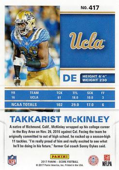 2017 Score #417 Takkarist McKinley Back