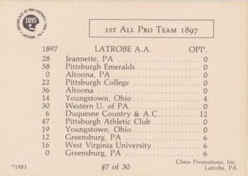 1983 Chess Promotions Birthplace of Pro Football #7 1st All Pro Team 1897 Back