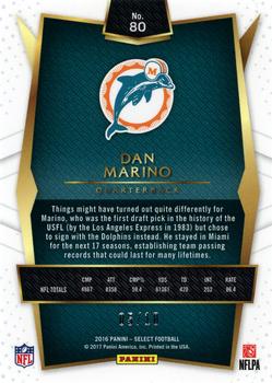 2016 Panini Select - Gold Prizm #80 Dan Marino Back