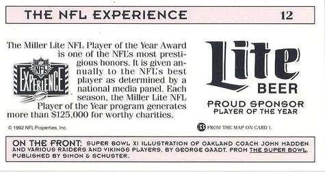 1992 NFL Experience #12 Super Bowl XI Back